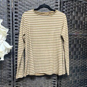 Labor Art Minimalist Brown Striped Aline Long Sleeve Tunic Top Size 2